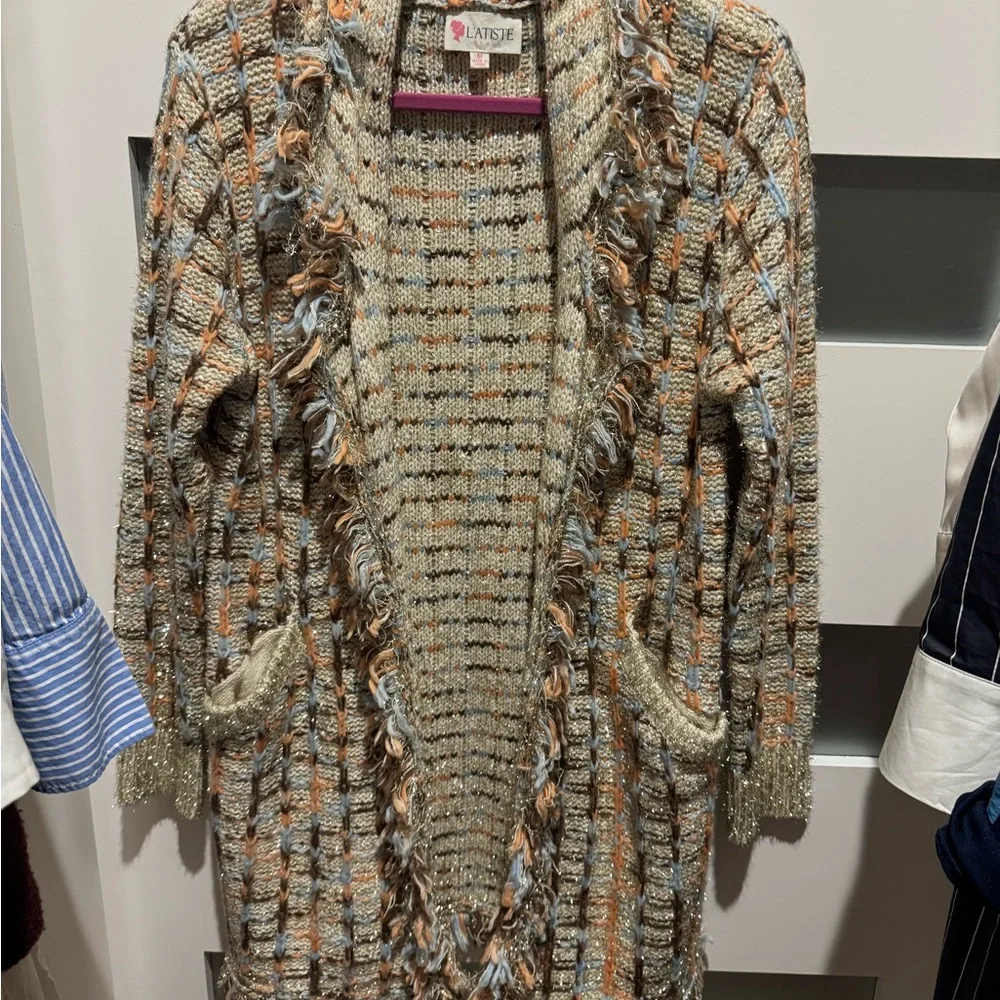 L'ATISTE Multicolor Textured Cardigan - Picture 2 of 7